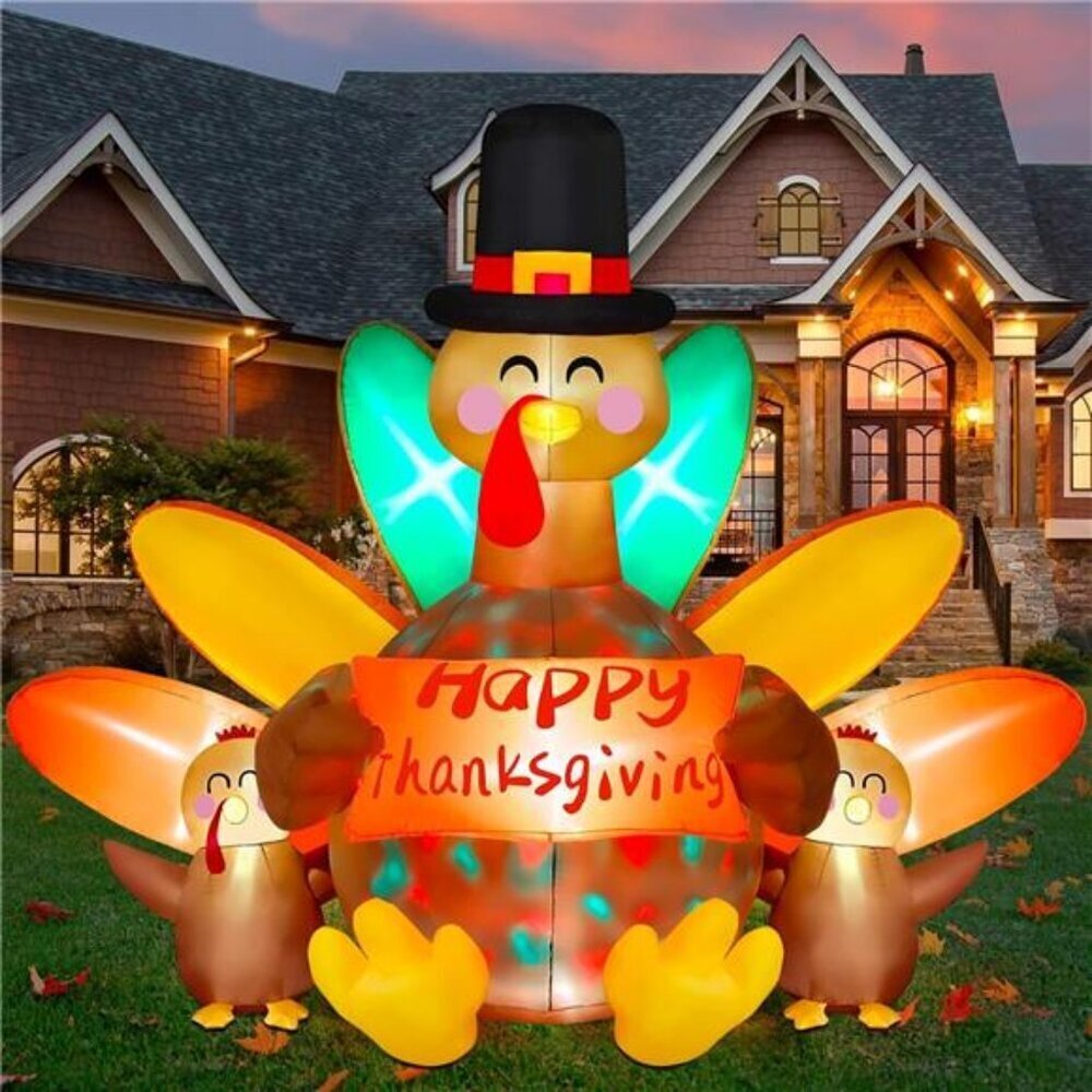 8ft Inflatable Turkey Family Outdoor Thanksgiving Decor